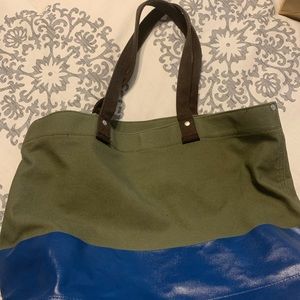 J CREW bag canvas royal blue/army green
